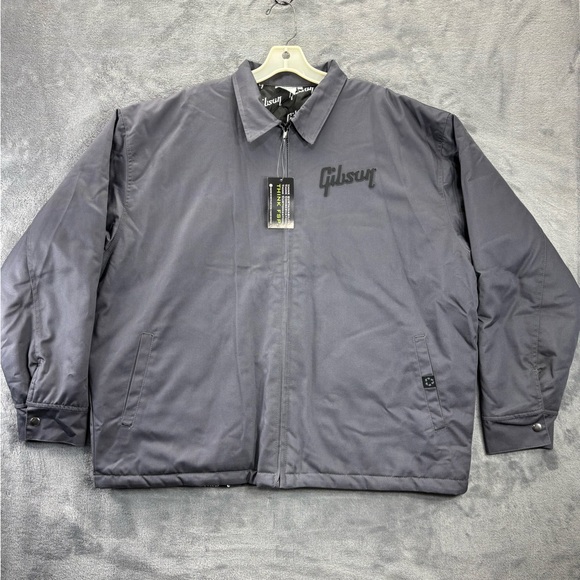 NWT Gibson Guitars Workwear FSP Jacket Gray Black Adult 2XL Lined Quilted Logo - Picture 1 of 16